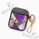 Housse pour airpods silicone liquide noir Marbre Violet Motif Ecriture Tendance La Coque Francaise