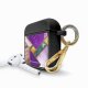 Housse pour airpods silicone liquide noir Marbre Violet Motif Ecriture Tendance La Coque Francaise