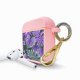 Housse pour Airpods silicone liquide rose Fleurs Tropicales Parme Motif Ecriture Tendance La Coque Francaise