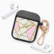 Housse pour airpods silicone liquide noir Marbre Rose Motif Ecriture Tendance La Coque Francaise