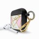 Housse pour airpods silicone liquide noir Marbre Rose Motif Ecriture Tendance La Coque Francaise