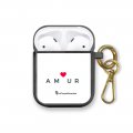 Housse pour airpods silicone liquide noir Amour_coeur Motif Ecriture Tendance La Coque Francaise