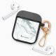 Housse pour airpods silicone liquide noir Marbre gris Motif Ecriture Tendance La Coque Francaise