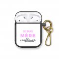 Housse pour airpods silicone liquide noir Mère Veilleuse Motif Ecriture Tendance La Coque Francaise