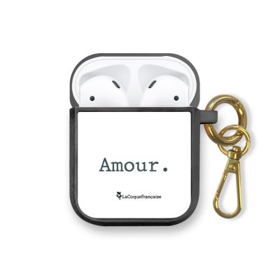 Housse pour airpods silicone liquide noir Amour Motif Ecriture Tendance La Coque Francaise