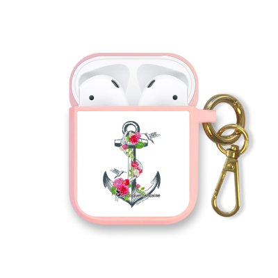 Housse pour Airpods silicone liquide rose Ancre Motif Ecriture Tendance La Coque Francaise