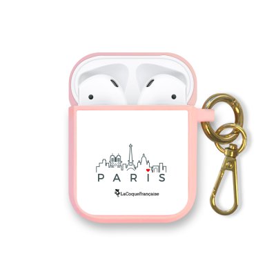 Housse pour Airpods silicone liquide rose Skyline Paris Motif Ecriture Tendance La Coque Francaise