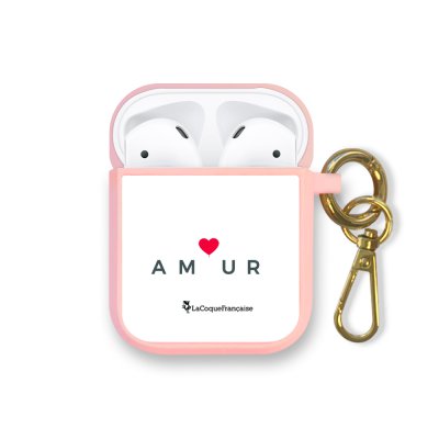 Housse pour Airpods silicone liquide rose Amour_coeur Motif Ecriture Tendance La Coque Francaise