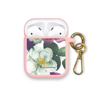 Housse pour Airpods silicone liquide rose Fleurs roses Motif Ecriture Tendance La Coque Francaise