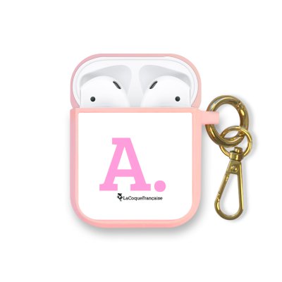 Housse pour Airpods silicone liquide rose Initiale A Motif Ecriture Tendance La Coque Francaise