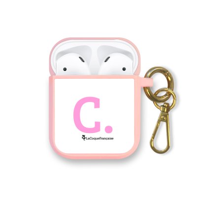 Housse pour Airpods silicone liquide rose Initiale C Motif Ecriture Tendance La Coque Francaise