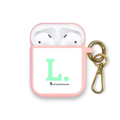 Housse pour Airpods silicone liquide rose Initiale L Motif Ecriture Tendance La Coque Francaise