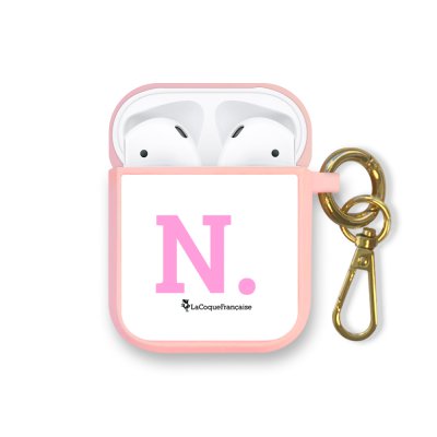 Housse pour Airpods silicone liquide rose Initiale N Motif Ecriture Tendance La Coque Francaise