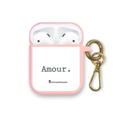 Housse pour Airpods silicone liquide rose Amour Motif Ecriture Tendance La Coque Francaise