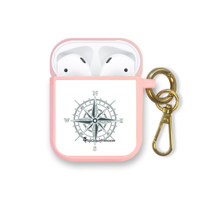 Housse pour Airpods silicone liquide rose Boussole Motif Ecriture Tendance La Coque Francaise