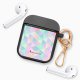 Housse pour airpods silicone liquide noir Triangles multicolors Motif Ecriture Tendance La Coque Francaise