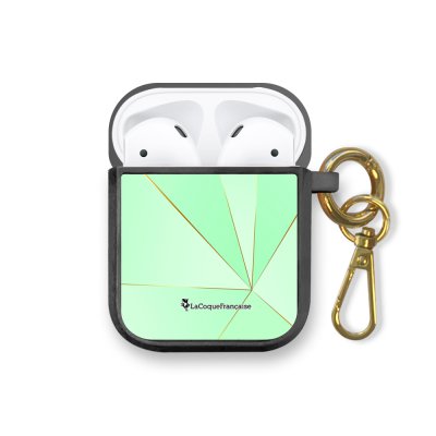 Housse pour airpods silicone liquide noir Vert géométrique Motif Ecriture Tendance La Coque Francaise