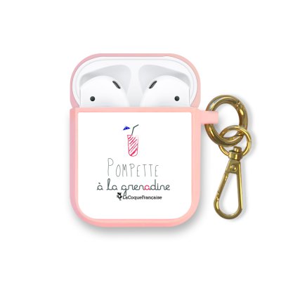 Housse pour Airpods silicone liquide rose Pompette à la grenadine Motif Ecriture Tendance La Coque Francaise