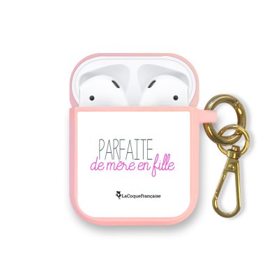 Housse pour Airpods silicone liquide rose Parfaite mère fille Motif Ecriture Tendance La Coque Francaise