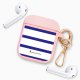 Housse pour Airpods silicone liquide rose Marinière Bleue Motif Ecriture Tendance La Coque Francaise