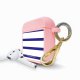 Housse pour Airpods silicone liquide rose Marinière Bleue Motif Ecriture Tendance La Coque Francaise