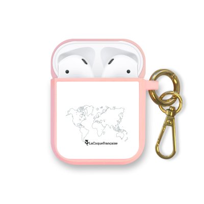 Housse pour Airpods silicone liquide rose Carte Motif Ecriture Tendance La Coque Francaise