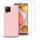 Coque Samsung Galaxy A42 Silicone liquide Rose + 2 Vitres en Verre trempé Protection écran Antichocs