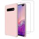 Coque Samsung Galaxy S10 Silicone liquide Rose + 2 Vitres en Verre trempé Protection écran Antichocs