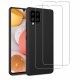 Coque Samsung Galaxy A42 Silicone liquide Noire+ 2 Vitres en Verre trempé Protection écran Antichocs