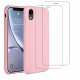  Coque iPhone XR Silicone liquide Rose + 2 Vitres en Verre trempé Protection écran Antichocs