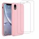  Coque iPhone XR Silicone liquide Rose + 2 Vitres en Verre trempé Protection écran Antichocs