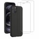  Coque iPhone 12 Pro Max Silicone liquide Noire + 2 Vitres en Verre trempé Protection écran Antichocs