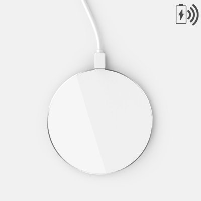 Chargeur à induction Blanc avec contour argent Compatible avec les téléphones de la marque Apple iPhone 13 