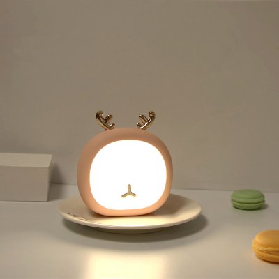 Lampe, veilleuse led en forme de cerf , Rechargeable par USB, luminaire décoratif d'intérieur, idéal pour la chambre d'un enfant Rose 