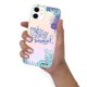 Coque iPhone 11 silicone fond holographique Enjoy every moment Design Evetane