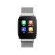 Montre connectée Bluetooth avec moniteur de fréquence cardiaque,podomètre,calories brûlées, contrôle de la musique argent