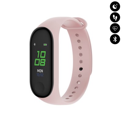 Bracelet connectée Bluetooth avec fréquence cardiaque, surveillance du sommeil, rappel, alarme, suivi d'activités sportives - Rose