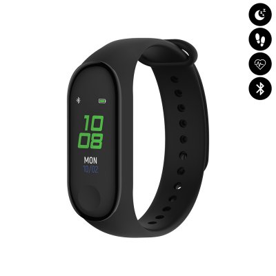 Bracelet connectée Bluetooth avec fréquence cardiaque, surveillance du sommeil, rappel, alarme, suivi d'activités sportives - Noir