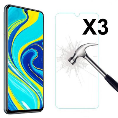 Lot de 3 vitres en verre trempé Compatible  Xiaomi Redmi Note 9S 