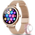 Montre Connectée Femme Or, Smartwatch Sport Etanche ,Podomètre Calorie, Multifonctions ,Montre de Fitness avec 1 bracelet Rose offert .