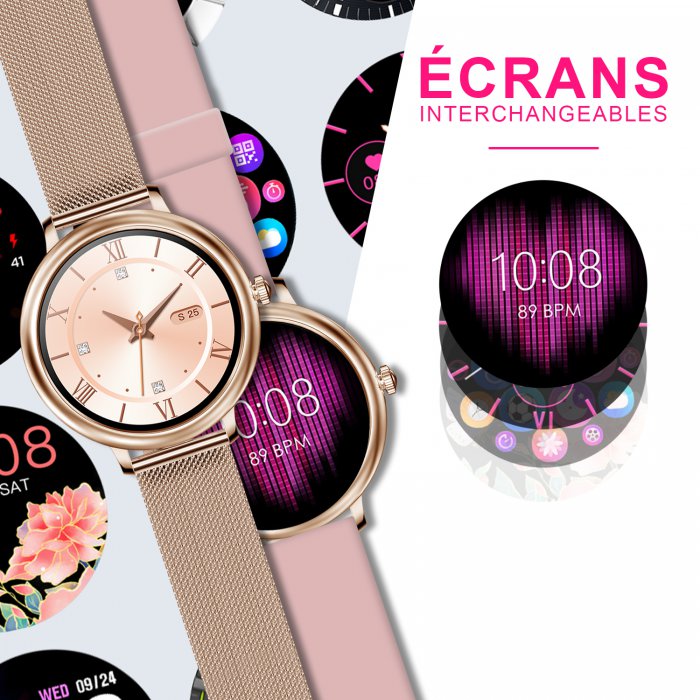 Montre Connecté Femme Ecran 1,3'' Cardiofréquencemètre Waterproof