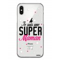 Coque iPhone X/Xs rigide transparente Super Maman Dessin Evetane
