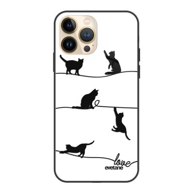 Coque iPhone 13 Pro Coque Soft Touch Glossy Chat Lignes Design Evetane