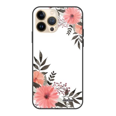 Coque iPhone 13 Pro Coque Soft Touch Glossy Fleurs roses Design Evetane