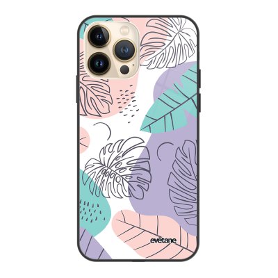 Coque iPhone 13 Pro Coque Soft Touch Glossy Feuilles Pastels Design Evetane