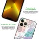 Coque iPhone 13 Pro Coque Soft Touch Glossy Feuilles Pastels Design Evetane