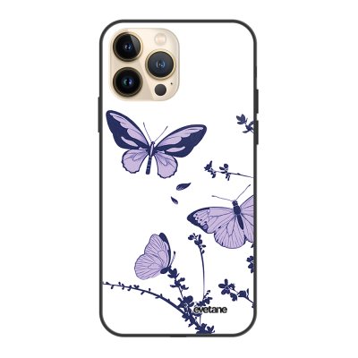 Coque iPhone 13 Pro Coque Soft Touch Glossy Papillons Violets Design Evetane