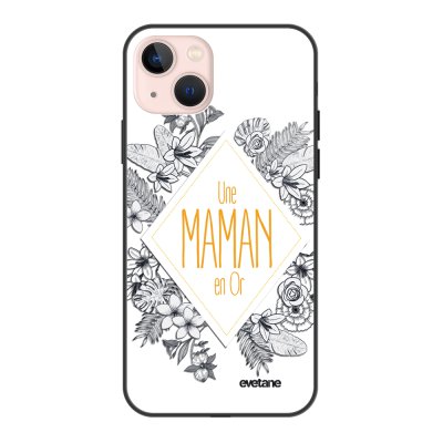 Coque iPhone 13 Coque Soft Touch Glossy Une Maman en or Design Evetane