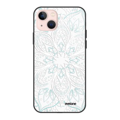 Coque iPhone 13 Coque Soft Touch Glossy Mandala Turquoise Design Evetane