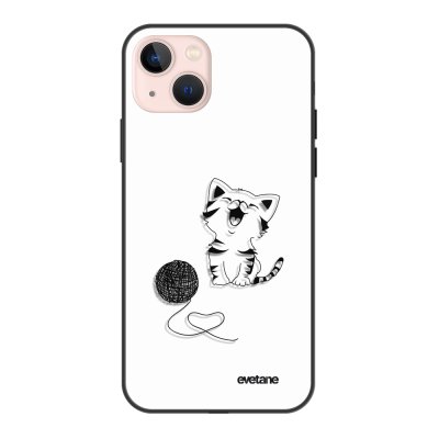 Coque iPhone 13 Coque Soft Touch Glossy Chat et Laine Design Evetane